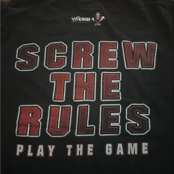 Vtg 2002 WWF Triple H Screw The Rules Wrestling Black T Shirt L Made In Russia - Picture 9 of 11